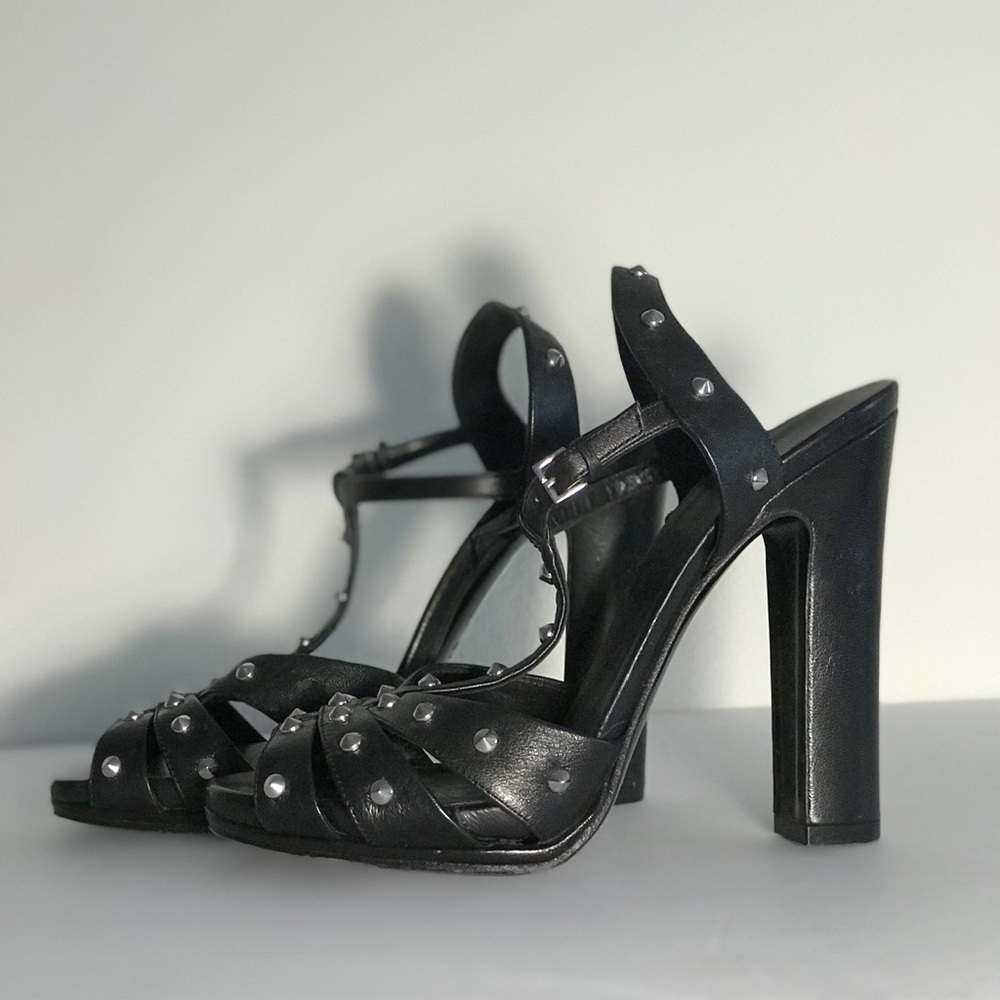 Gucci Leather Studded T-Strap High Heel